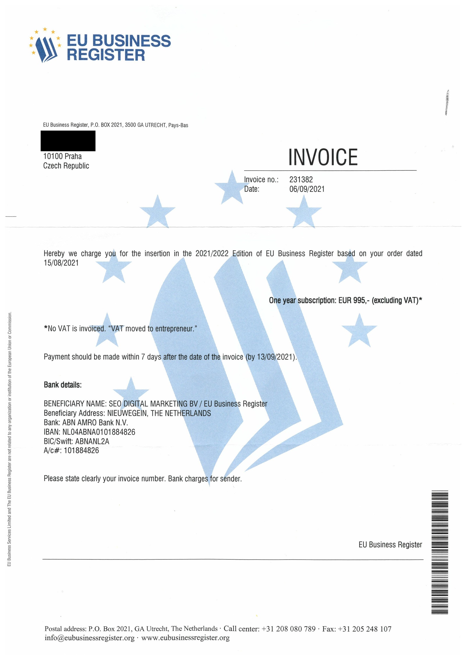 “EU Business Register” spam: what happens if you do not pay