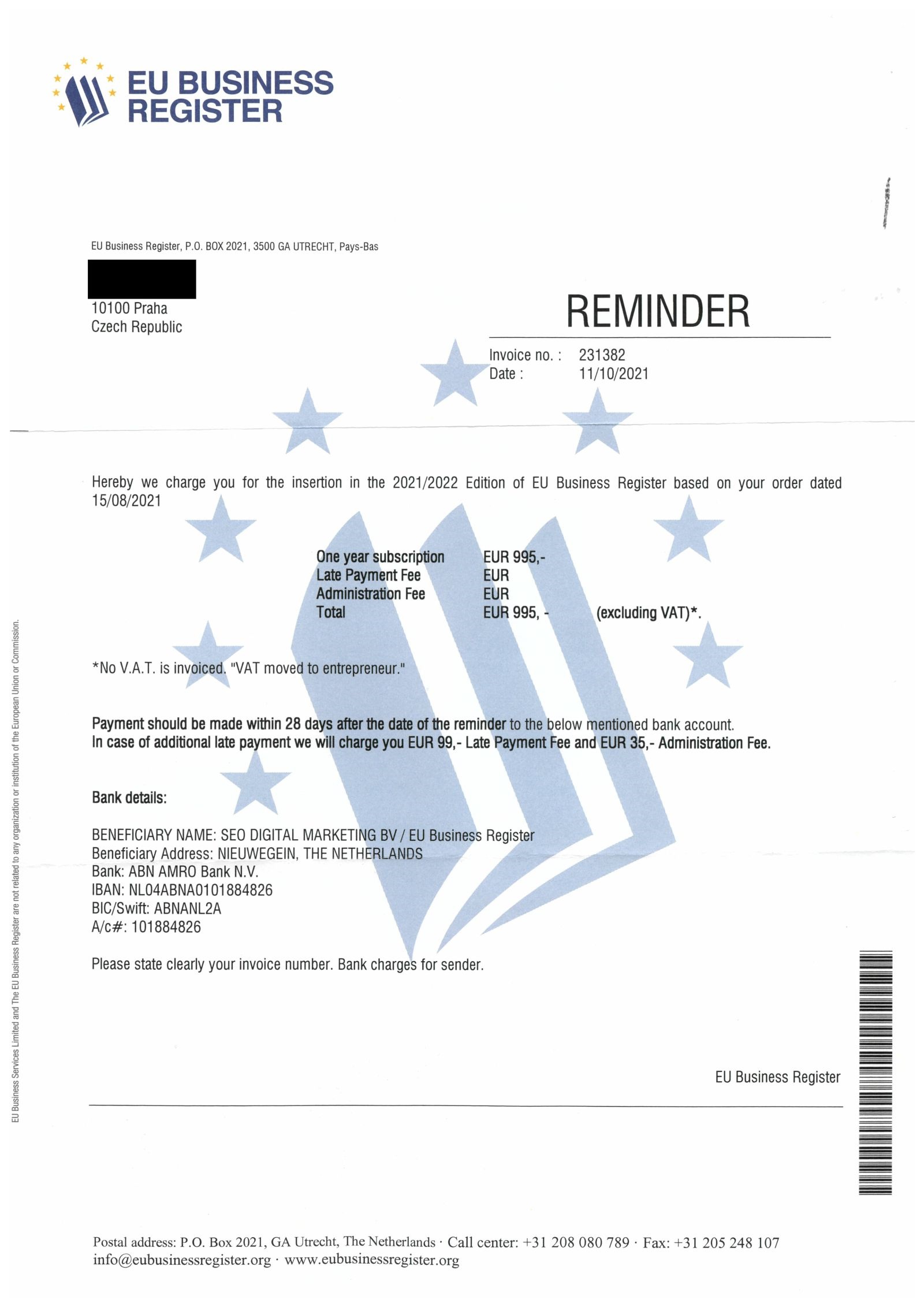 “EU Business Register” spam: Čo sa stane, keď nezaplatíte
